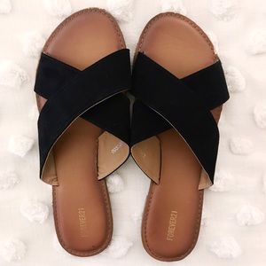 Faux suede black summer sandal size 9